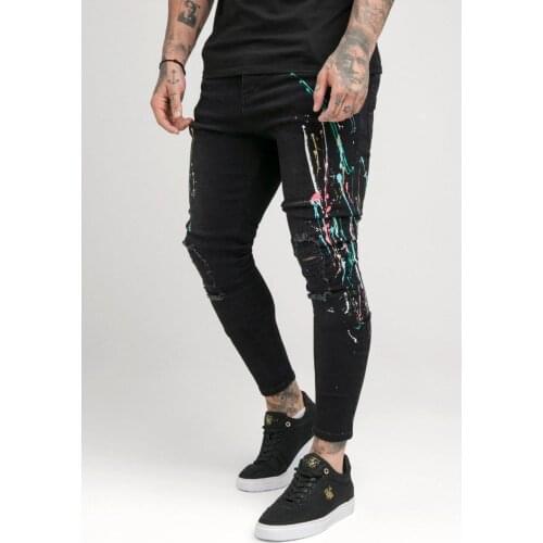 SikSilk Ripped-Riot Mens Jeans - Black