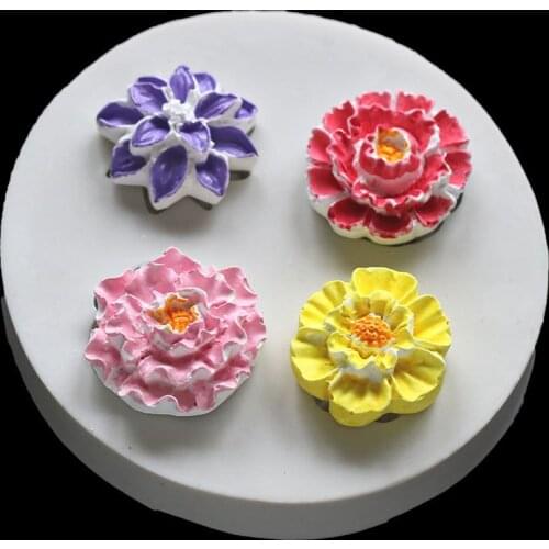 Peony sugar chocolate cake silicone mold DIY manual drip mold 15-1030