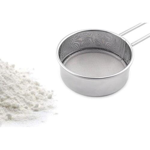 Stainless Steel Flour Sieve Hand-Held Mesh Screen Filter Baking Sifter With Handle Can Cleaned Repeatedly 11.5*6.5*2.3cm