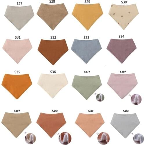Baby Feeding Drool Bib Solid Color Snap Button Saliva Towel Soft Cotton Triangle Burp Cloth for Newborn 85DE