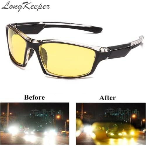 LongKeeper Classic Anti Glare Night Vision Glasses Mens Polarized Yellow Lens Sunglasses Fishing Safety Driver Goggle Oculos
