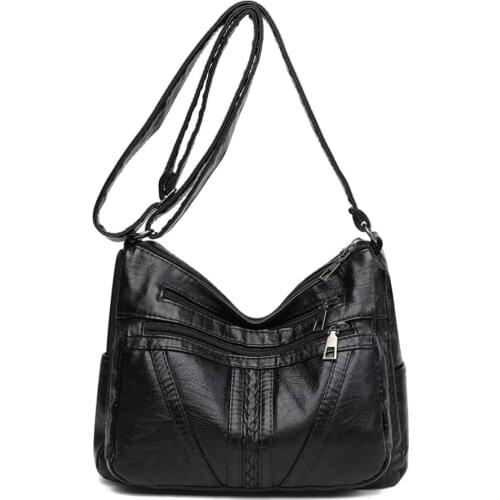 High Quality Soft Pu Leather Shoulder Bags for Women 2021 Casual Multi-Layer Crossbody Bag Luxury Designer Handbag and Purse Sac