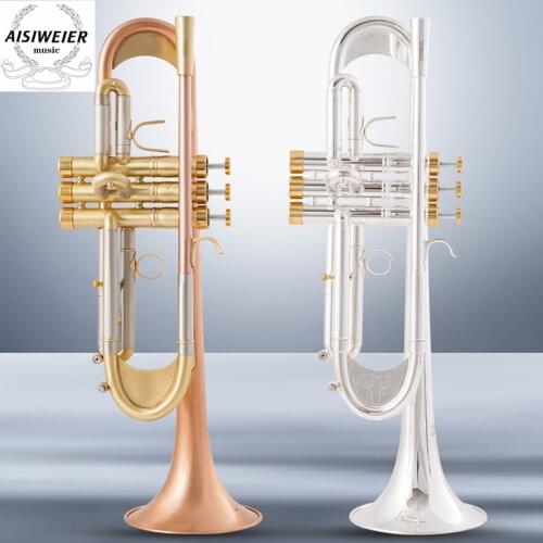 High quality Trumpet Original Silver plated GOLD KEY Flat Bb Professional Trumpet bell Top musical instruments