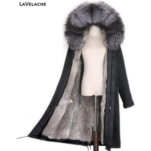 Casual women winter coat X-long waterproof jacket real rex rabbit fur liner natural raccoon fur collar hooded woman streetwear