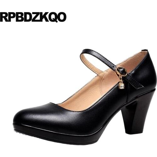 3 Inch 10 42 Chunky Strap 11 43 Rhinestone Black Size 33 Women Pumps Platform Female Crystal High Heels Shoes Pointed Toe Plus