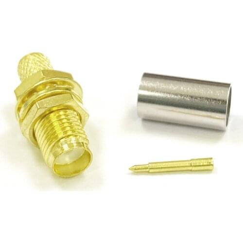 1pc RP SMA Female Jack nut with male pin RF Coax Connector Crimp RG58 RG142 RG400 LMR195 Cable Straight Goldplated NEW for WIFI