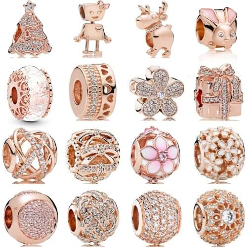 100% 925 Sterling Silver pan Jewelry Galaxy Openwork Reindeer Eyes Dai Disordered Daisy Charms Beaded DIY Bracelet Gifts