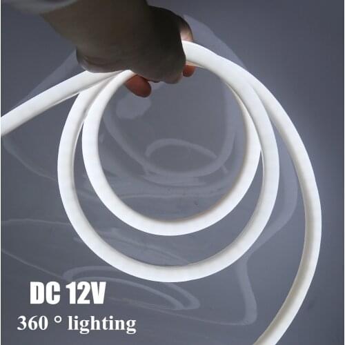 DC 12V Neon Strip Waterproof 360 Degree Round Lighting White/Pin//Ice blue 2835 120Leds/m Strip Light Neon Sign LED Light Lamp