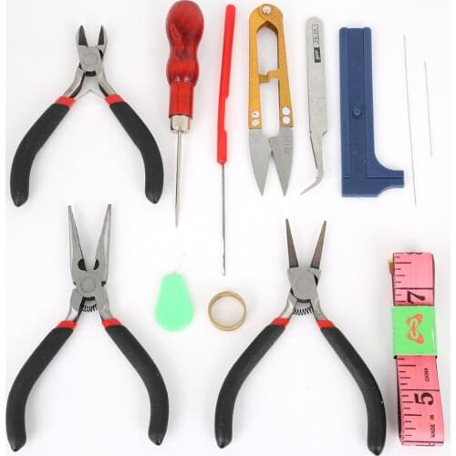 13pcs/set Jewelry Beading Needle Ruller Scissors Pliers Tool Set For Jewelry Making Findings DIY Handcraft