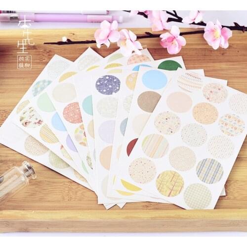 150 Pieces Retro Round Sealing Stickers Bullet Journaling Accessories Stickers Aesthetic Korean Stickers Polka Dot Deco Stickers