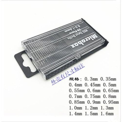20pcs one set High Speed Steel Twist Bit Diameter of small bit 0.3-1.6mm hand tool