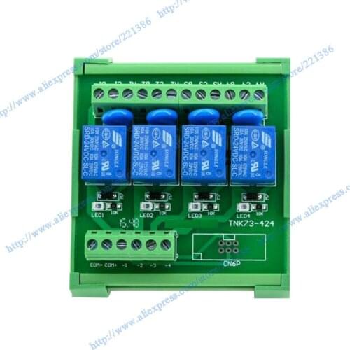 4 channel 12V 10A Relay Module driver board output amplifier board PLC board Relay module DIN rail mount PNP