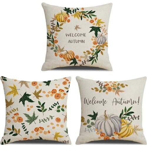 45x45CM Christmas Thanksgiving Day Pillows Cushion Cover Happy Fall Soft Linen Pillow Case Decoration Home Decor