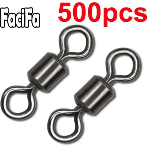 500pcs Bearing Swivel Fishing Connector Stainless Steel Carp Fishing Accessories Snap Fishhook Lure Solid Ring Swivel Tackle