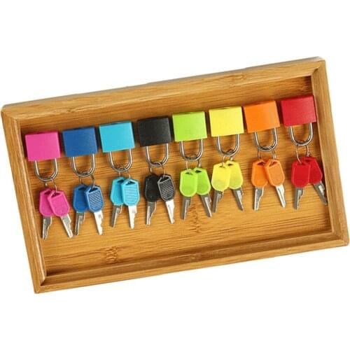 8 Pieces Colorful Key & Lock in Wooden Salver for Children Kids Montessori Toy Early Teaching Supply