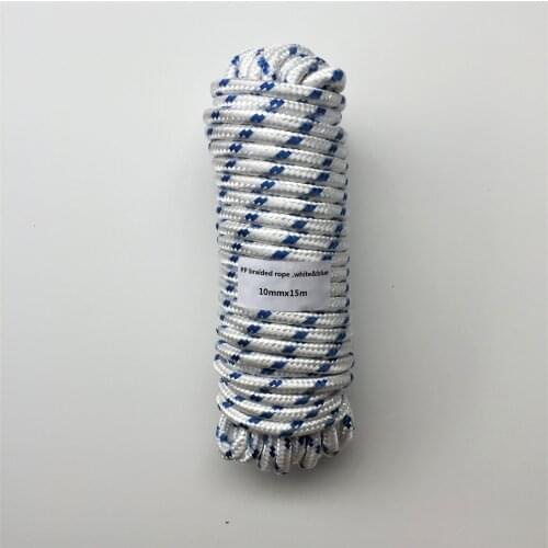 White&Blue 10mmx15m Heavy Duty Braided Polypropylene Rope PP Boat Rope Sailing Camping Clothes Line Securing Line