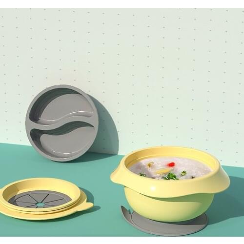 Baby Feeding Bowl Nonslip Spill Proof Grinding Kid Food Storage Bowl BPA-Free Toddler Training Tableware With Lid Safe Feed Dish