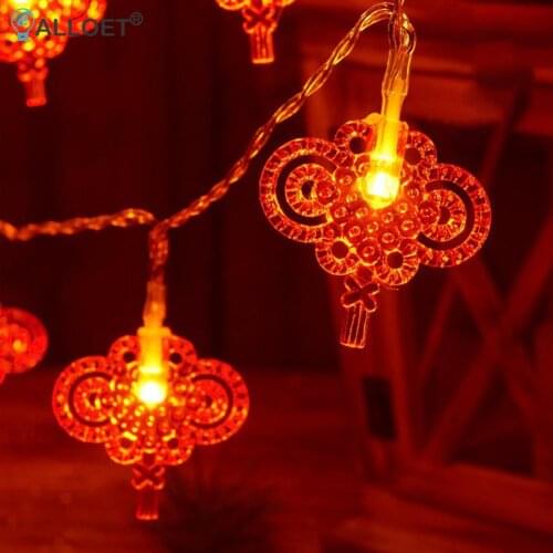 Wedding Home Indoor Decoration Battery Operated Chinese Knot LED Fairy Decorative String Lights for New Year