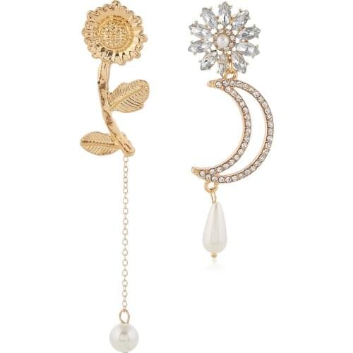 Baroque Pearl Long Tassel Earrings for Women Bridal Crystal Flower Dangle Drop Earring Wedding Party Jewelry Gift