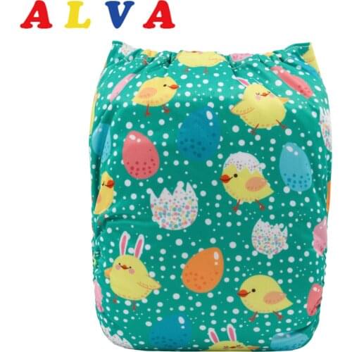 Eco-friendly ALVABABY Waterproof Washable Cloth Diapers Double Row Snaps Cloth Nappy with 1pc Insert