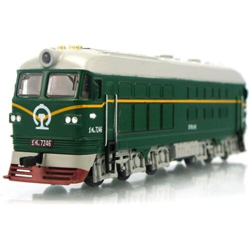 1:87 Toy China Classical Diesel Locomotiver Alloy Metal Vehicle Door Open Pull Back with Music Light