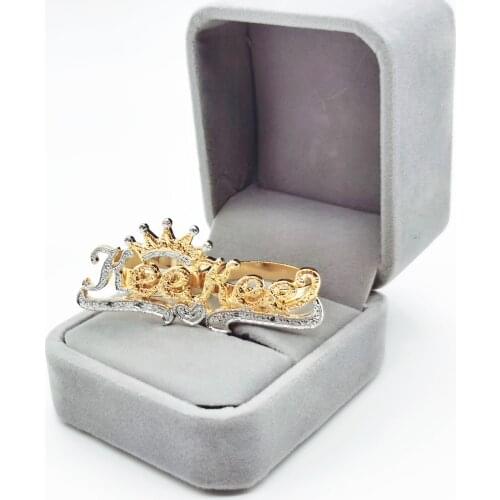 DUOYING Custom Name Hip Hop Ring llavero Two Finger Crown Letter Ring Double PlatingPersonalize Ring For Best Frind Jewelry Gift