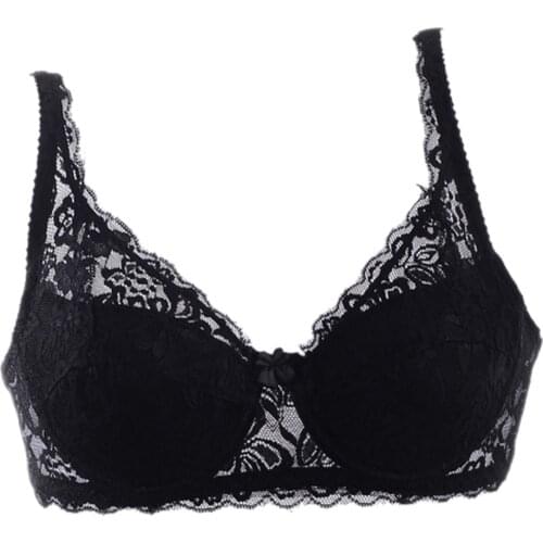 Hot Sales Women Sexy Underwire Minimizer non padded Lace bralette Bra B Cup for Sheer Sexy lingerie push-up Bustier bra