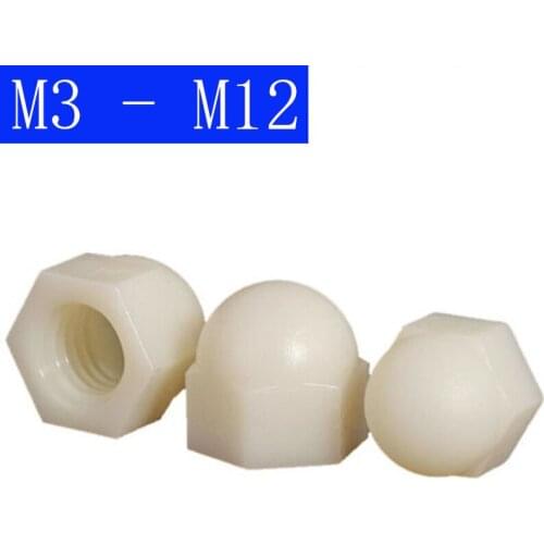 M3 M4 M5 M6 M8 M10 M12 White Plastic Nylon Acorn Cap Nuts Dome Head Nut DIN1587 For Bolts Screws DIN 1587