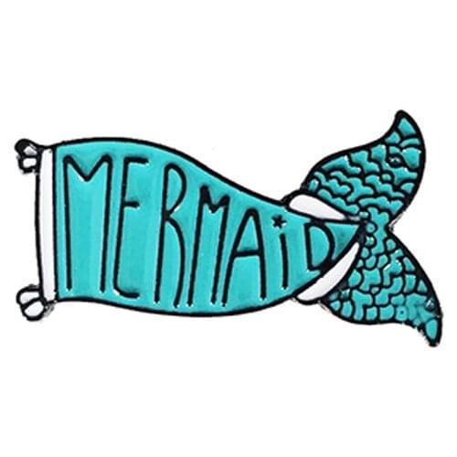 MERMAID Blue Mermaid Tail Metal Enamel Brooch Fashion Cartoon Tail Badge Pin Creative Trendy Costume Jewelry Accessories Gift