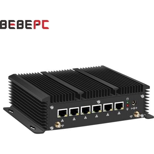 BEBEPC 6 LAN Firewall Mini PC Router 3G/4G Core i5 7200U i3 7100U Celeron 3865U 2955U Windows 10 HDMI Industrial Computer