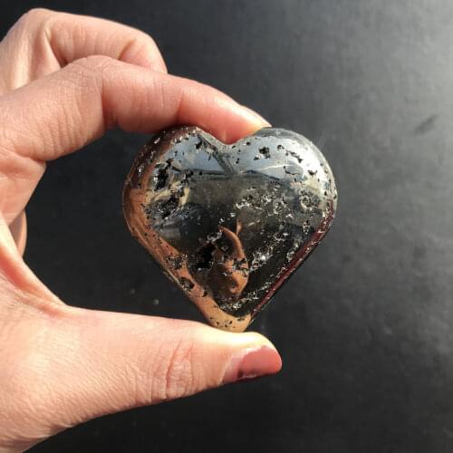 Natural chalcopyrite pyrite heart shaped Peruvian pyrite heart furnishings ore 1pc