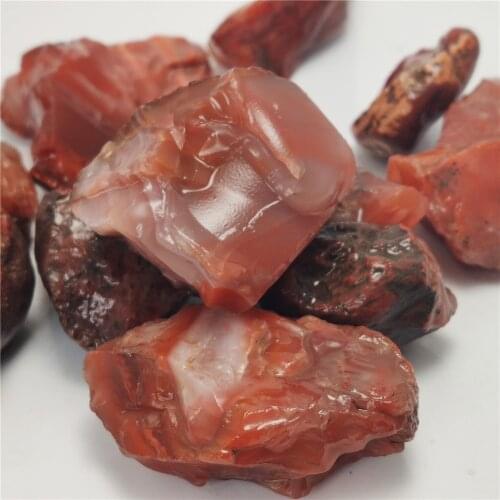 Natural Red Agate Stone Fish Tank Decoration Raw Material of Agate Chalcedony Body Heathy Raw Gemstone Specimen Collection Gift