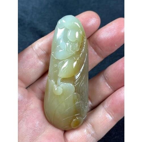 Natural hetian jade A HandCarved jade fish lotus jadeite jade pendant jade necklace jewelry necklaces woman men jewelry