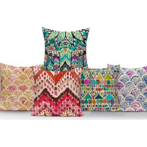 Cover cushion Geometric Colorful Pillow Outdoor Cushion Linen Throw Pillows Folk-Custom Cushions Home Decor For Sofa Pillowcase