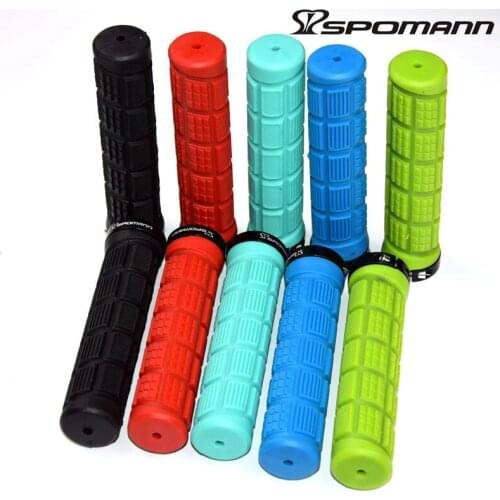 Newest SPOMANN alloy+TPR bicycle handlebar locked grip downhill bike grip handlebar end plugs MTB bike parts 5 colors Free ship