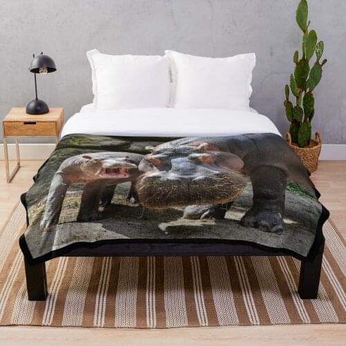 Hippo blanket fleeceon bed/crib/couch adult baby girl boy child gift
