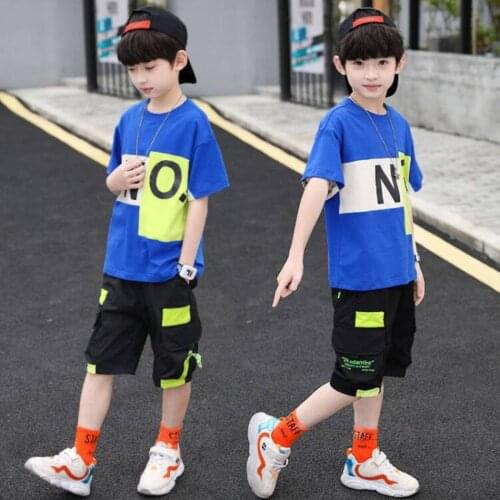 Boys Clothes Set Short Sleeve T-Shirt +Pants Summer Kids Boy Sports Suit Children Clothing Outfits Teen 4 5 6 8 9 10 12 14 Years