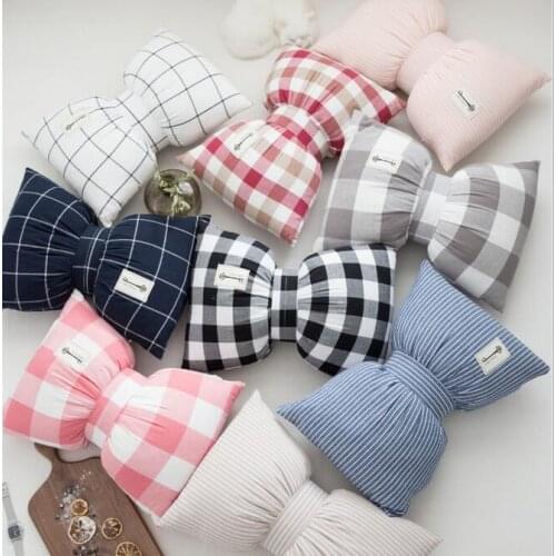 45x38/45x65cm fabric plaid cotton fabric bow throw pillow cushion sofa waist cushion knot shaped lumbar pillow backrest