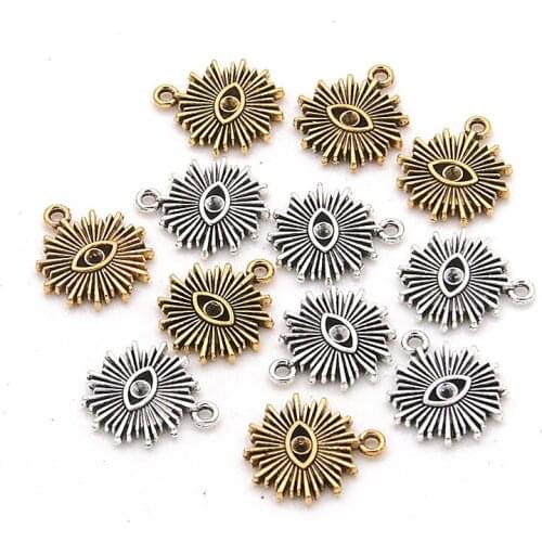 20PCS 15*17MM 2 Color Hollow Devils Eye Charms Animal Pendant Metal Alloy For DIY Necklace Bracelet Earrings Luggage Marking