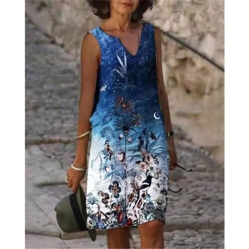 Casual women dress sleeveless plus size dress loose ladies dress