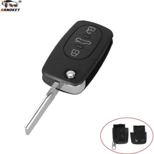DANDKEY For Audi A2 A3 A4 A6 A8 TT CR2032 Fob Blank Case With HU66 Blade 3 Buttons Folding Flip Remote Key Shell