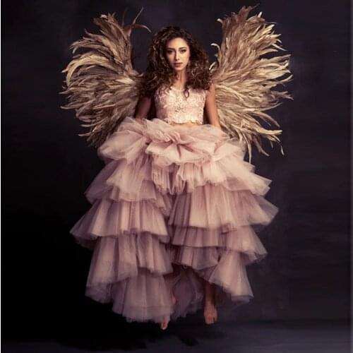 Real Photo Dusty Pink Tulle Skirt Women Long Puffy Tulle Ball Gown Prom Skirts Hot Sale Layered Tulle Clothes Мини юбки faldas