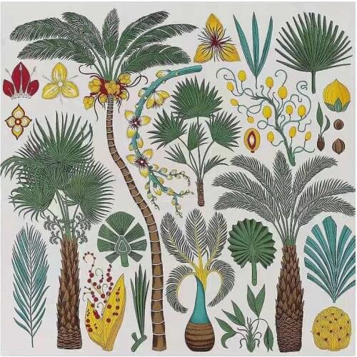 Luxury Brand 2020 New Design Palm Tree Spring Square Scarf 130cm Twill Silk Scarf Women Kerchief Scarves For Ladies Shawl