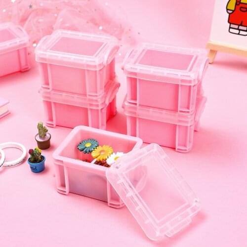 Pink Storage Desk Organizer Stationery Box Creative Cute Storage Box Mini Portable Girl Candy Box Ring Earring Jewelry Box