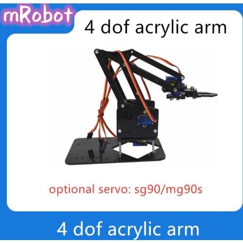 DIY Acrylic Robot Arm Robotic Claw Manipulator Arduino Kit 4 DOF Toys Mechanical Grab Manipulator Part Accessory