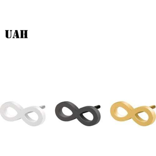 UAH Black Stainless Steel Infinity Stud Earrings for Women Kids Minimalist Jewelry Earings Accessories aretes