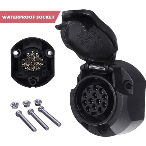 EU Plug 12V 13 Pin Trailer Extension Mounting Socket with Switch-off Contact Seal Screws for Car Rear Fog Light