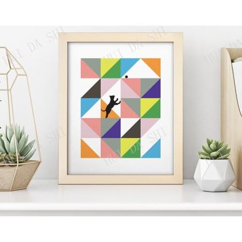 Modern Cat Wall Art • Geometric Cat Print • Choose your size! • Cat Pop Art • Triangles • Black Cat • Cat Toy • Cat Post