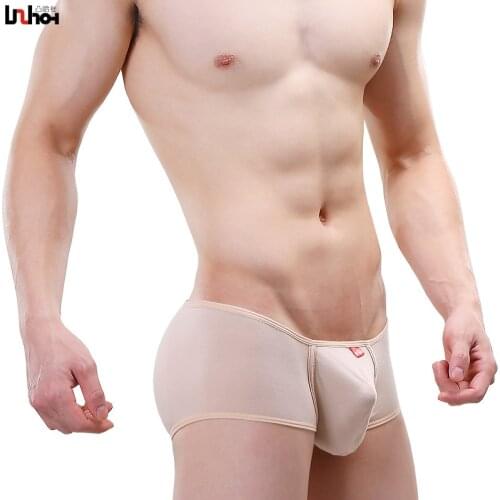 Sexy Men Underwear Boxers Shorts Lycra Cotton Panties Boxers Shorts Man Solid Mid-waist U Convex Pouch Underpants Cuecas M-XL