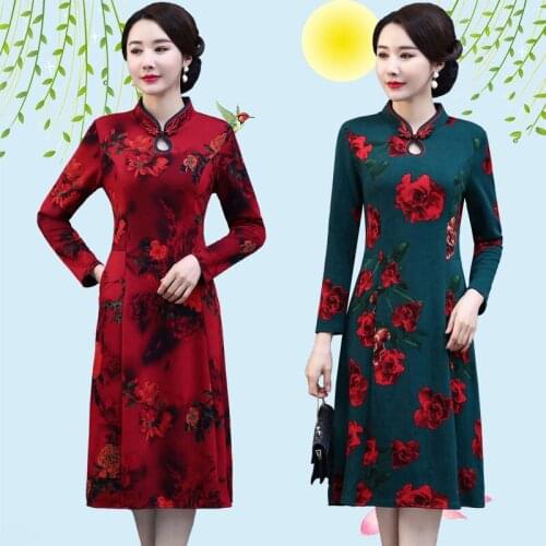 Spring and summer 2021 China improved cheongsam slim mid length dress womens Tang suit